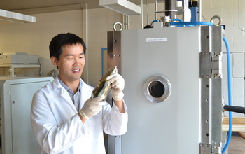 Guojian Wang of the University of South Dakota in his lab.